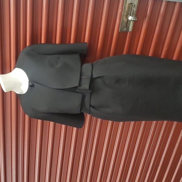 Unger Jet Black Cocktail Dress & Jacket Crop Blazer Size 10 - Picture 4 of 16